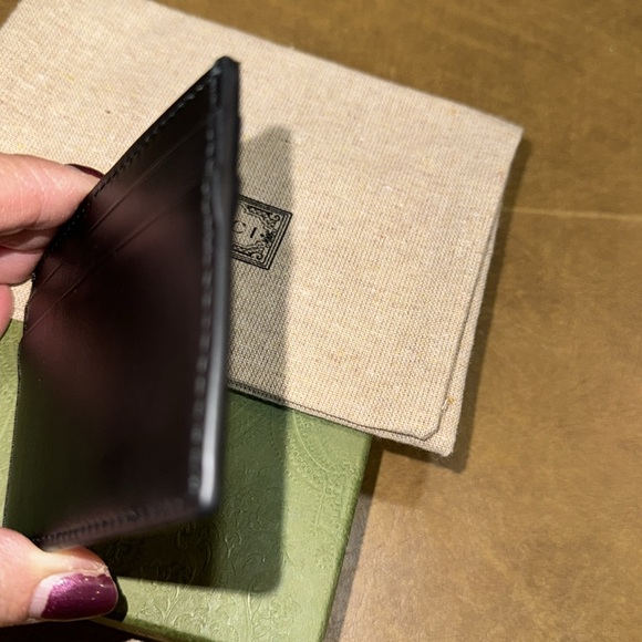 GUCCI Plutone Calfskin Logo Card Holder in Brown, NWOT - Picture 7 of 8